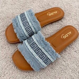 brandnew ALDO Light Blue Braided Frayed Strap Slide Sandals